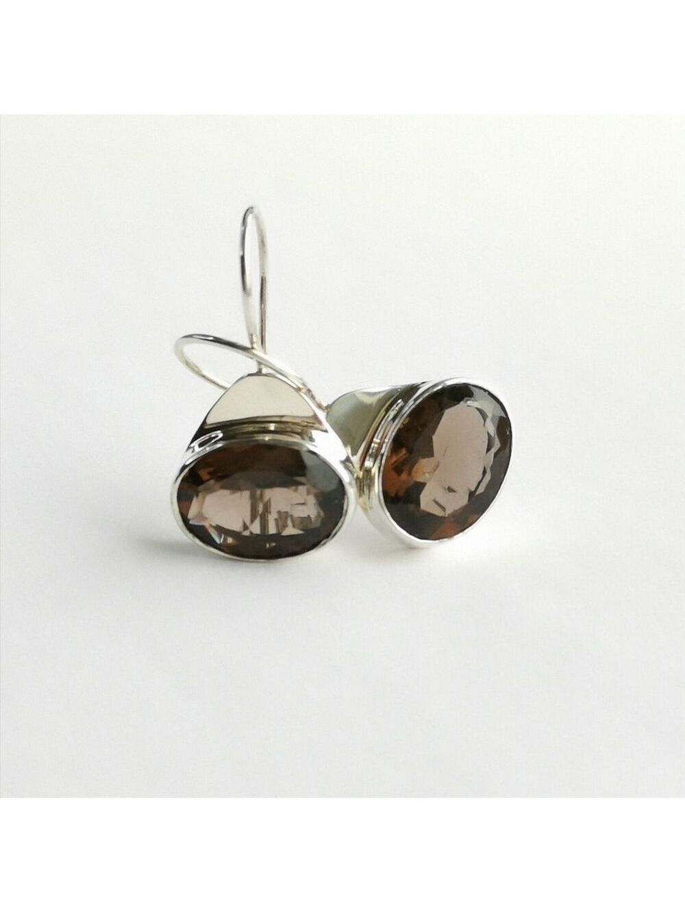 Smokey Topaz Smoky Quartz Drop Earrings In Sterling Silver 🆕